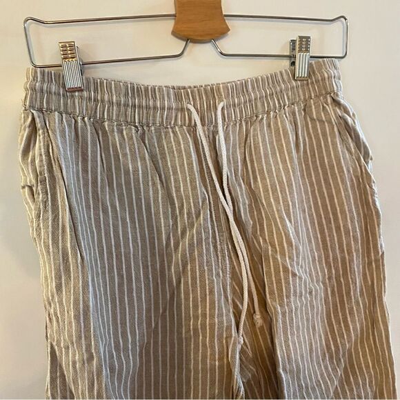 BeachLunchLounge linen blend tan neutral striped wide leg pants small - Picture 4 of 5